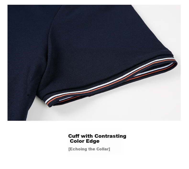 Caizi Men's Summer Short Sleeve Polo Shirt Silk 5A Antibacterial Breathable Embroidered Striped Contrast Collar Solid Color Collar Base Shirt 8