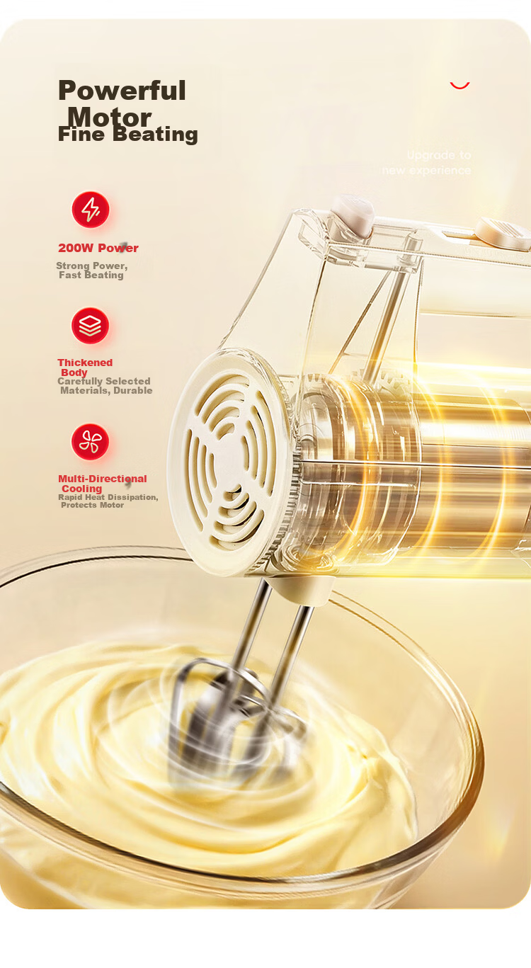 AUX Electric Hand Mixer High Power Mini Handheld Automatic Egg Beater Whisk Cream and Egg White Multifunctional Blender AUX-S11 6
