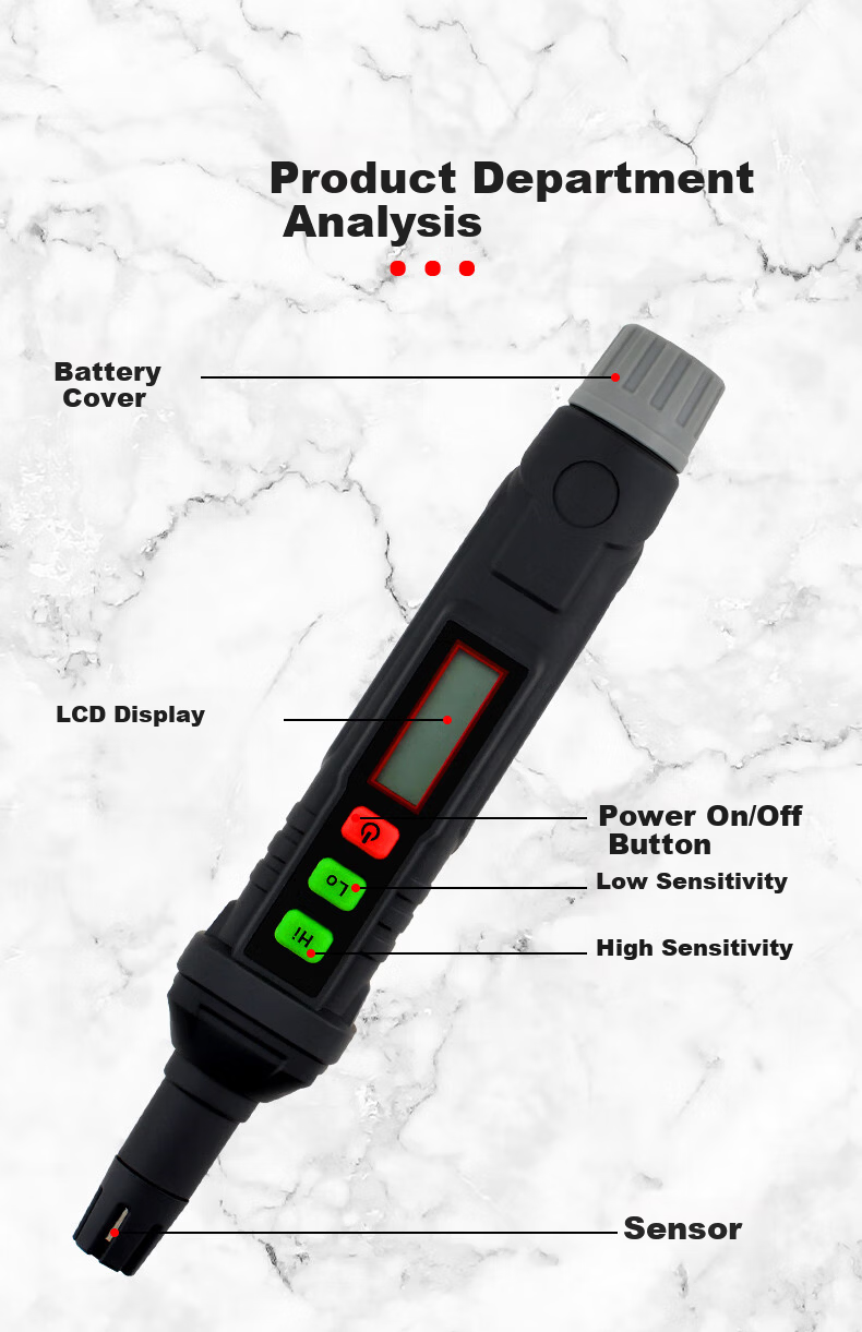 JERXUN Combustible Gas Detector Natural Gas Coal Gas Pen-Type Leak Detector Portable LPG Leak Alarm 2