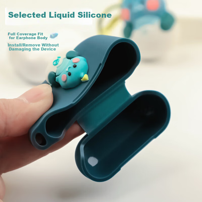 ESCASE Compatible with AirPods 3rd Generation Protective Case Apple 3 Wireless Bluetooth Earphones Cartoon Silicone Full Coverage Shockproof Dustproof Creative Cute Dinosaur Dark Green 1