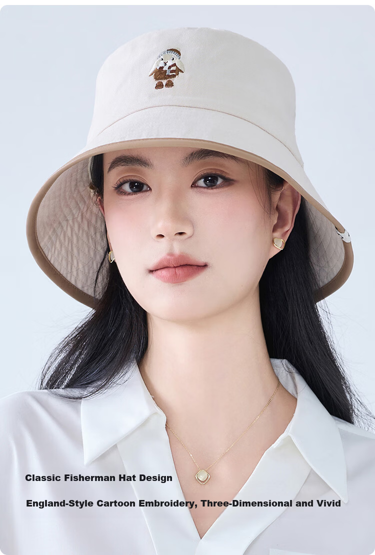 JIUMU 100% Cotton Women's Sun Protection Hat UV Protection Bucket Hat Outdoor Face Covering Sun Hat 5