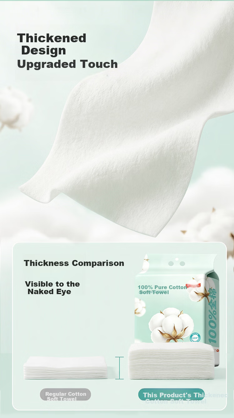 JD Jingzao Facial Cleansing Wipes 80 Sheets * 6 Packs Disposable 100% Cotton Soft Towels Face Towels 20*20CM 3