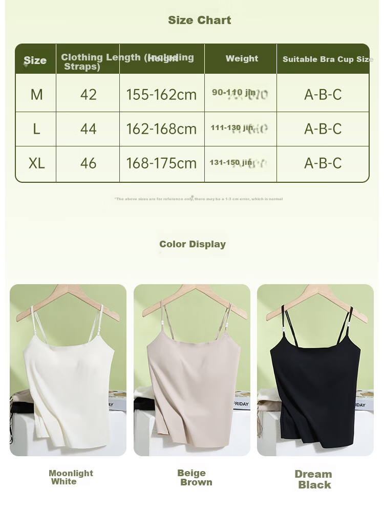 Yiershuang Women's Camisole Tank Top with Camellia Fragrance, Invisible Seamless Bra Pad, Pearl Thin Straps, Basic Backless Underwear 12