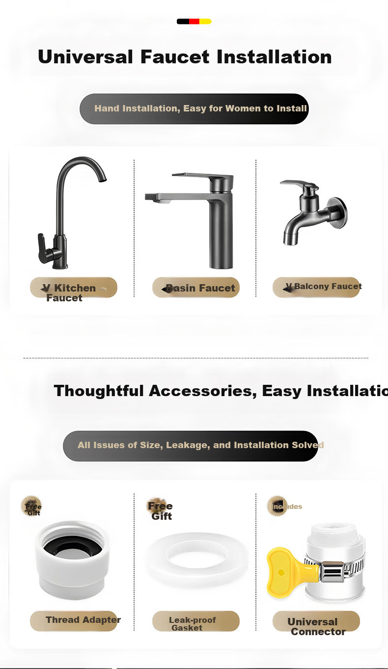 HOMK [Germany] Faucet Aerator Basin Faucet Extender Universal Connector Splash-Proof Kitchen Use 14