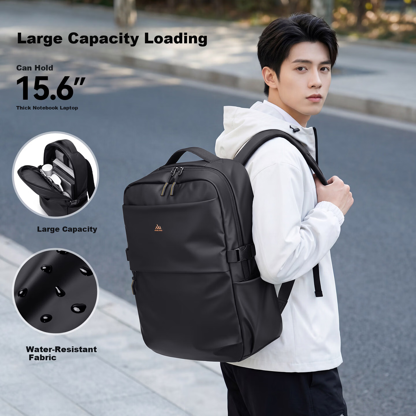 V.NINE Men's Backpack Travel Bag 15.6/16 Inch Laptop Bag Large Capacity Business Commuter Bag