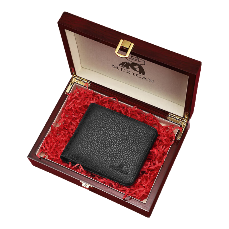 MEXICAN Genuine Top-Grain Leather Short Wallet for Men, High-Quality Gift Box Birthday Present for Boyfriend Or Father