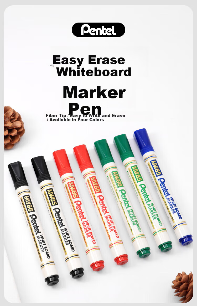 Pentel Erasable Round Tip Whiteboard Marker MW85 Single Black Ink Smooth Writing Office Stationery 1