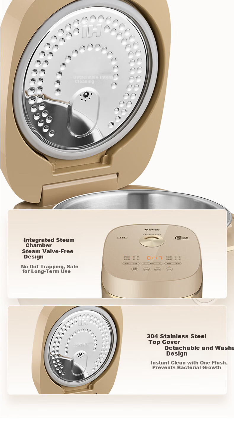 GREE 4-5 Person Rice Cooker 4L IH Heating 316L Stainless Steel Inner Pot Non-Coated Smart Steaming and Cooking Multi-Function Rice Cooker for Home Use - Sprouted Porridge 9