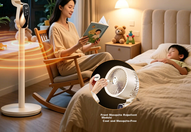 AUX [DC Inverter Pure Copper Motor] Air Circulation Fan High Wind Power Floor Fan Table Fan Three-in-One First-Level Energy Efficiency Silent Model FX-L72DR-DC Apricot Color 14