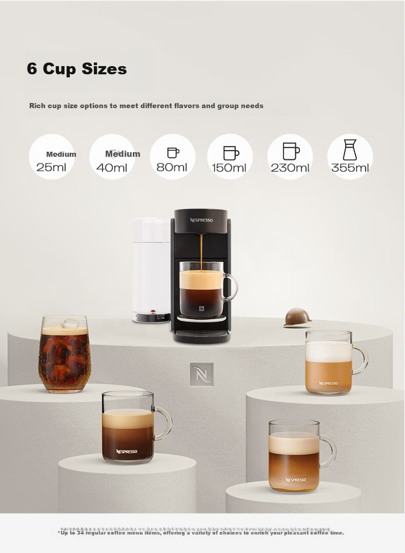 Nespresso Vertuo Up Capsule Coffee Machine Fully Automatic Portable Small Home Commercial Office Graphite Gray New Launch on JD.com 8