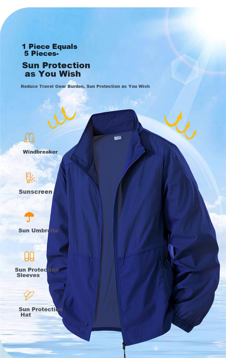 RED DRAGONFLY Men's Sun Protection Fishing Jacket Casual Cooling Breathable Quick-Dry Stand Collar Versatile Skin Jacket 2