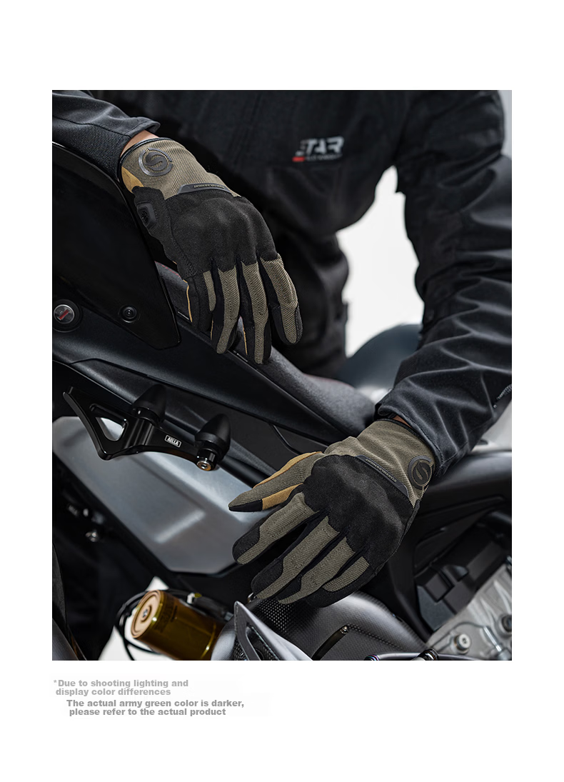 STAR FIELD KNIGHT Motorcycle Riding Gloves Unisex Spring Summer Breathable Retro Thin SKG577 Beige Size M 14