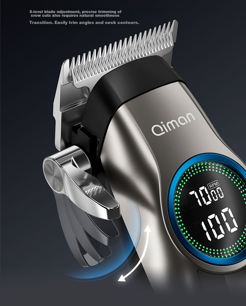 Qiman Professional Electric Hair Clipper Barber Haircut Trimmer Oil Head Salon Barber Shop Electric Hair Trimmer Gradient Engraving Adult Haircut Tool Full Set 2026 New Model 7