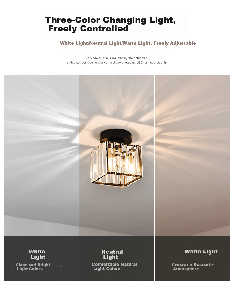 Dengling Luxury Crystal Corridor Light Simple Modern Hallway Light Entrance Round Small Light Nordic LED Ceiling Light Balcony Light 6