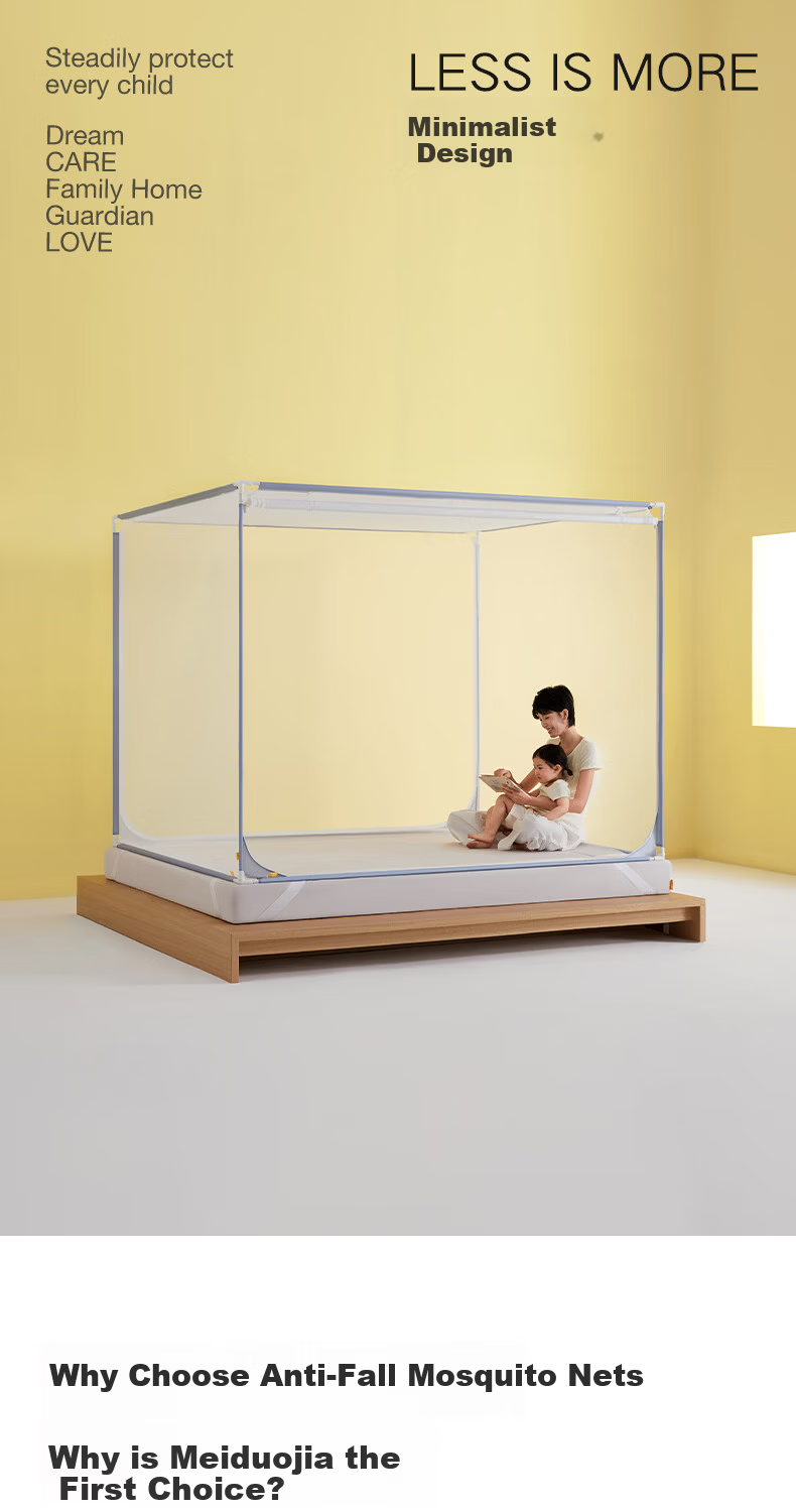 MEDOGA Class A Baby Mosquito Net with Thickened Frame 1.8x2m Home Use Blue [Threaded Three-Way Connector] 6