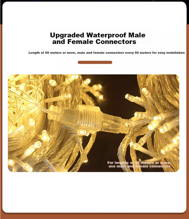 Jingyun Can Starry Sky Small LED String Lights Colorful LED Light String for Spring Festival Lantern Festival Outdoor Waterproof Color Changing String Lights 50m Male and Female Tail Connector [Jing W 5