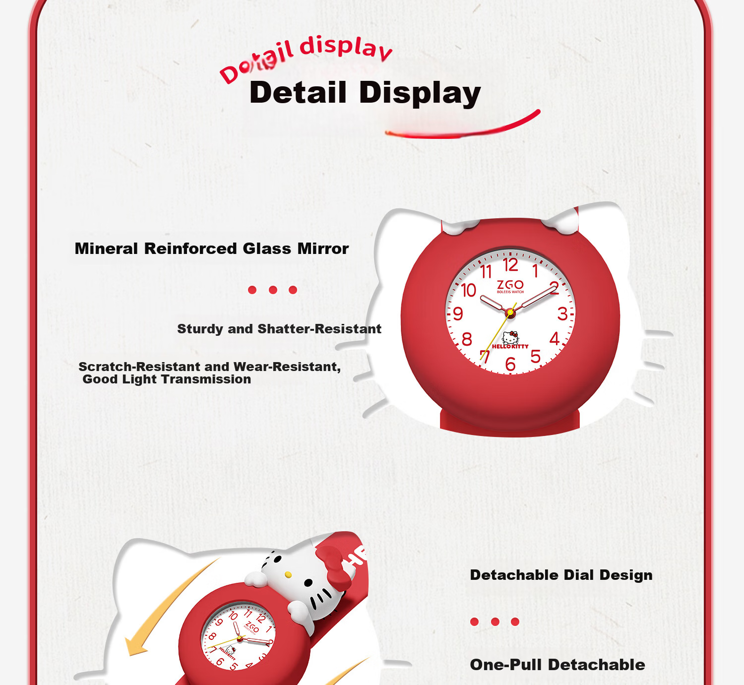 ZGO Sanrio Children's Watch for Ages 3-6, Kids' Day Gift, Girls' Kindergarten Baby Toy Digital Watch 307 18