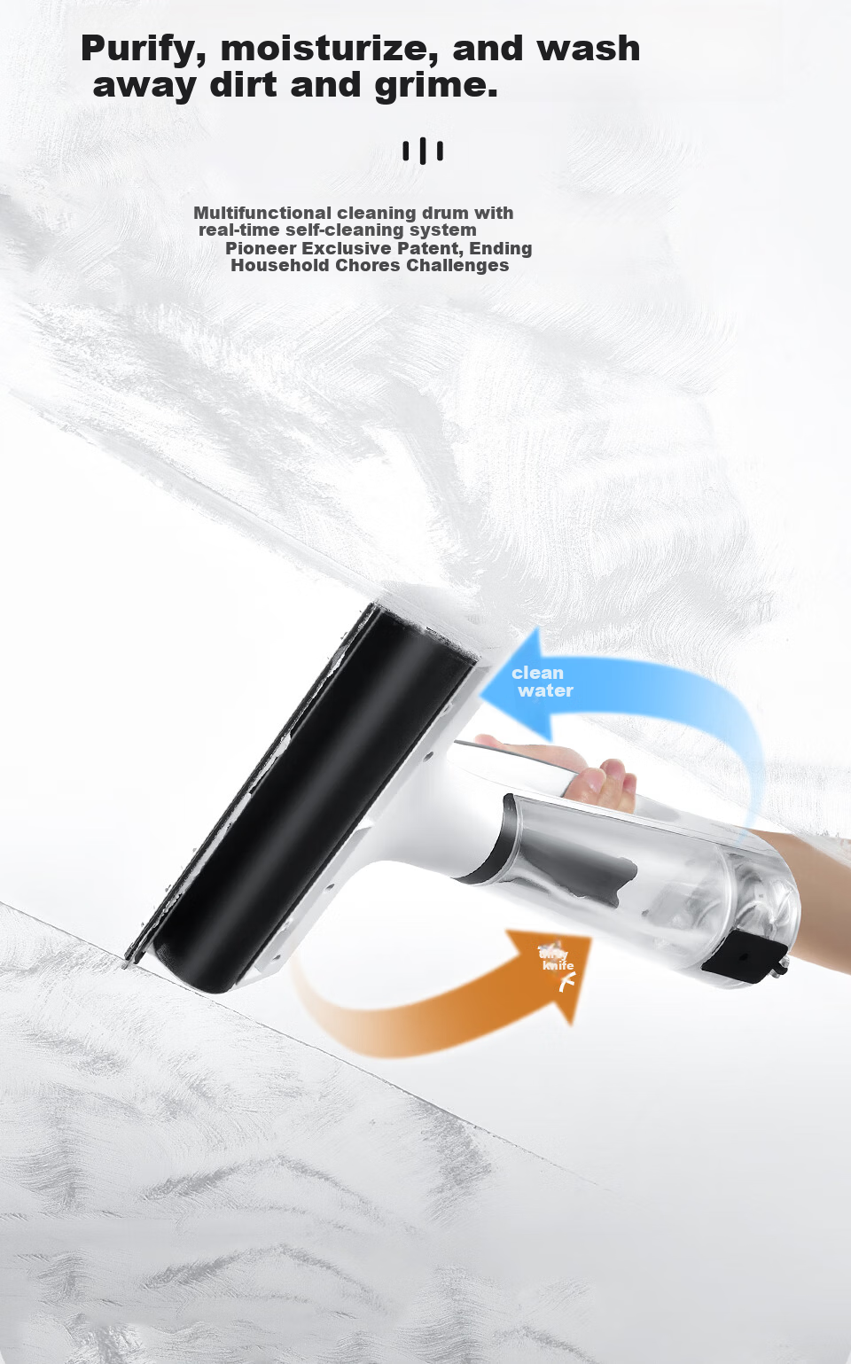 HIZERO H100 Handheld Electronic Cleaning Cloth Machine Multi-Functional Cleaner Automatic Washing Zero Suction Dust-Free Silent Home Window Cleaning Machine 4