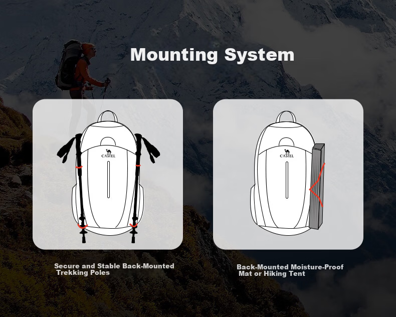 CAMEL Hiking Backpack, Outdoor Sports Rucksack, Lightweight Trekking And Climbing Bag, Cycling And Cross-Country Backpack 24