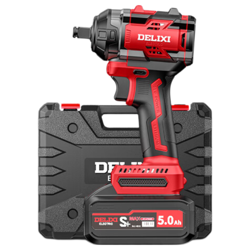 DELIXI ELECTRIC Brushless Impact Electric Wrench High Torque Cordless Lithium Battery Power Tool Rechargeable Air Gun 5.0 Dual Batteries
