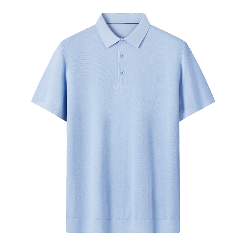 JD Jingzao Men's Premium Short Sleeve T-Shirt Silk Linen Cotton Polo Shirt Men's Mulberry Silk Summer New Father's Day Gift Light Blue XL