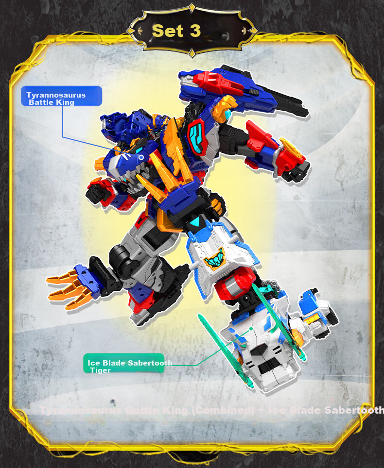 Mini Force X Ice Blade Sabertooth Tiger Season 8 Strongest Dinosaur 3-Form Combination Left Foot Armor Transforming Robot Toy 6