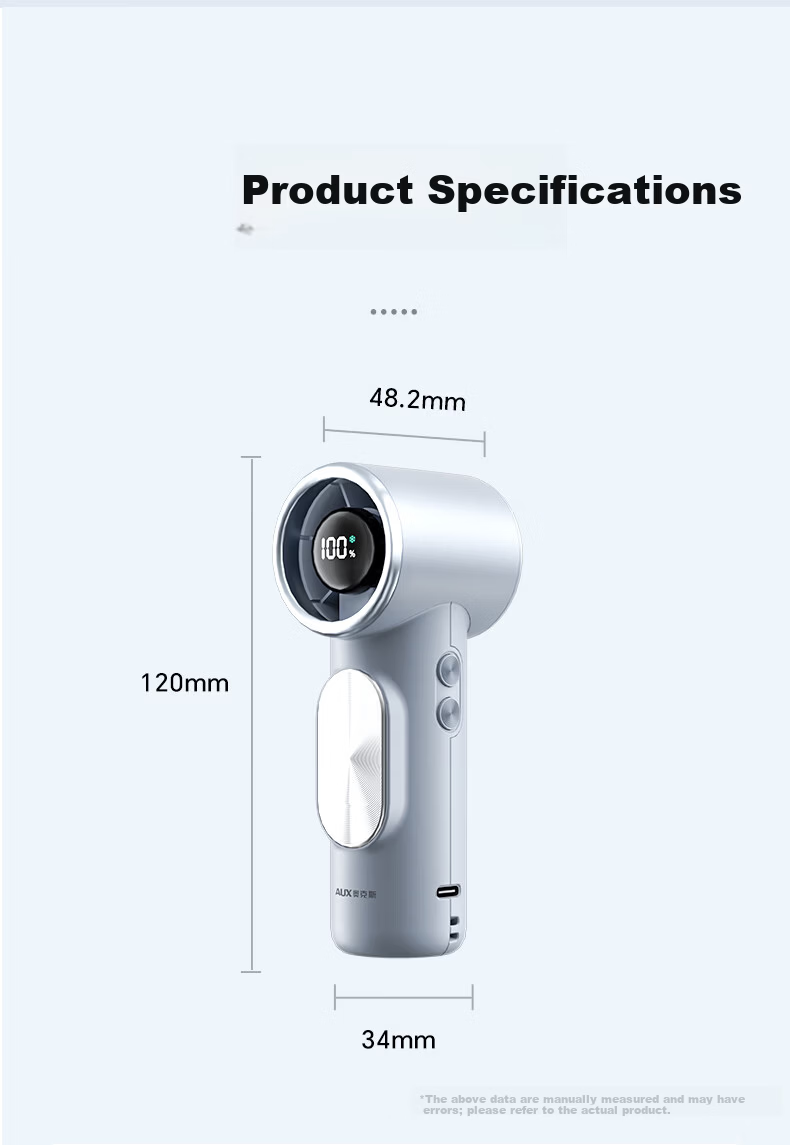 AUX Handheld Portable USB Mini Fan Long Battery Life Quiet High-Speed Energy-Saving Rechargeable Office Cooling Fan 18