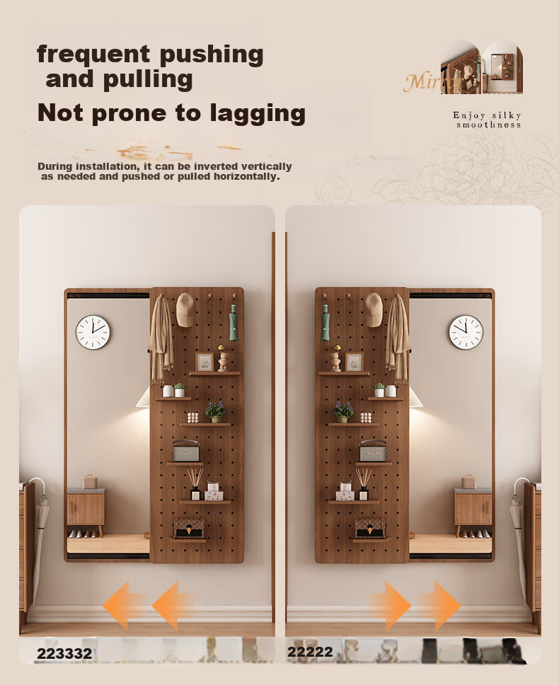 Yamile Hollow Board Dressing Mirror Hidden Solid Wood Core Sliding Full-Length Wall-Mounted Entryway Concealed Mirror 2
