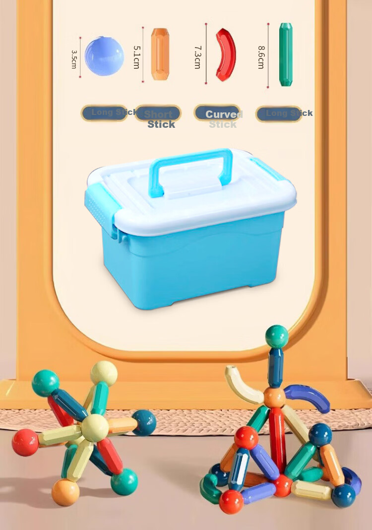 LIVING STONES Magnetic Rods Children's Toy for Boys Ages 3-6 Magnetic Building Blocks Educational Magnetic Tiles for Ages 1-3 Children's Day Gift 16