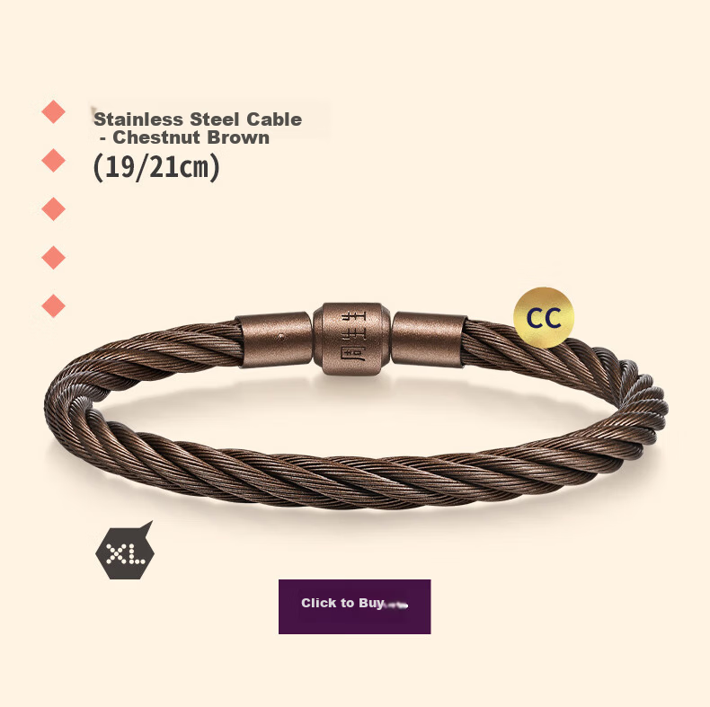CHOW SANG SANG 【Thick Rope】Charme Stainless Steel Bead String with 5mm Black Thick Rope Lucky Bead Bracelet DD19 6