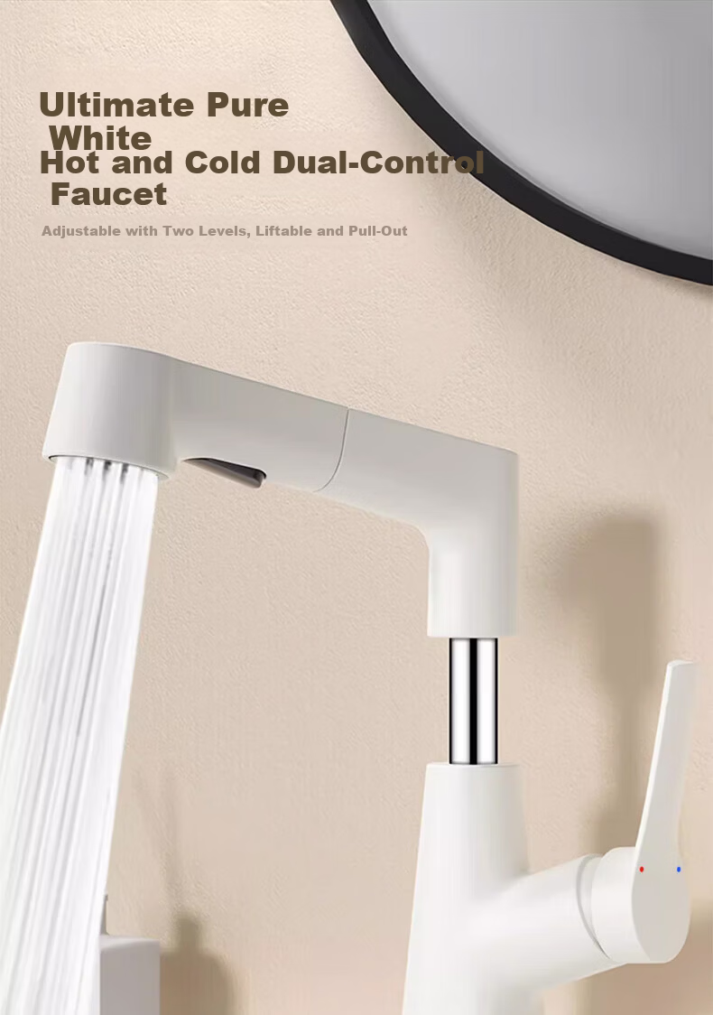 IVORPO German Pull-Out Basin Faucet Lift Rotatable Hot and Cold Water Tap for Washbasin 1