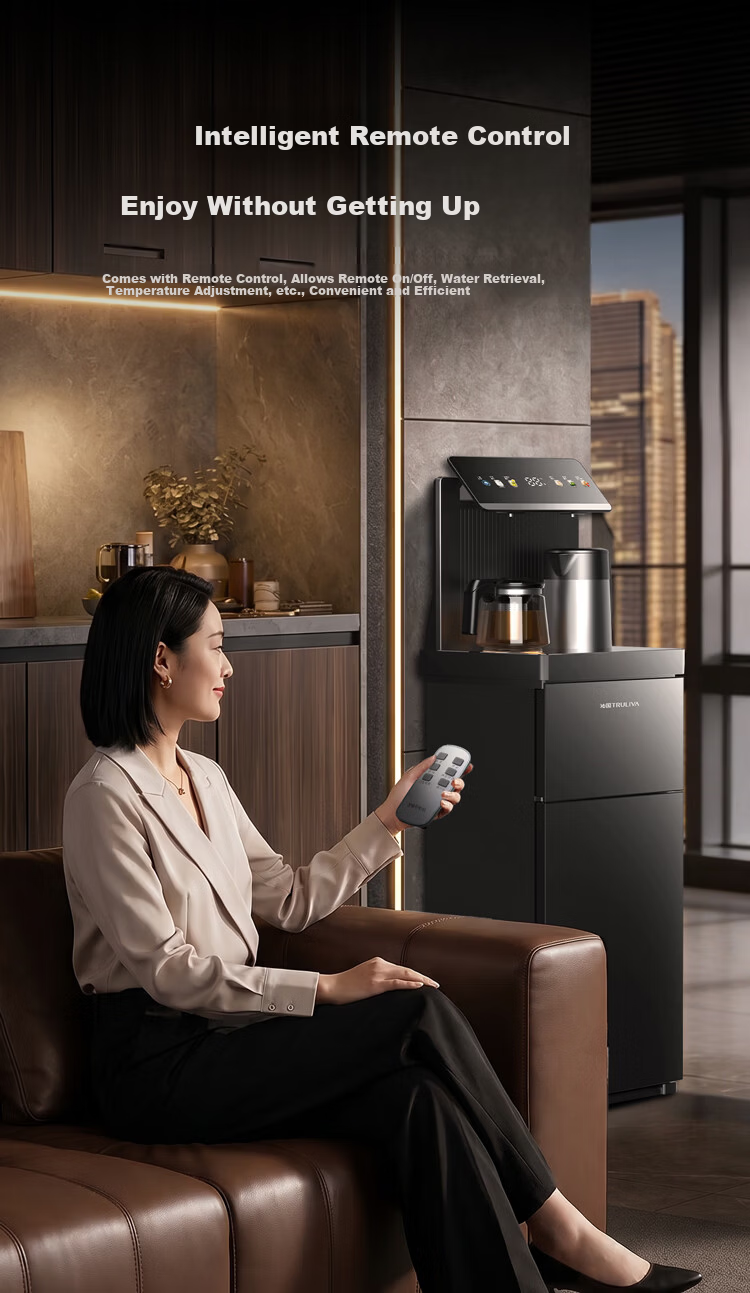 TRULIVA Tea Bar Machine Living Room Home Water Dispenser Multifunctional Hot and Cold Intelligent Tea Bar Cabinet Bottom-Load Water Bucket Fully Automatic Vertical Kettle Tea Maker National Subsidy YT 21