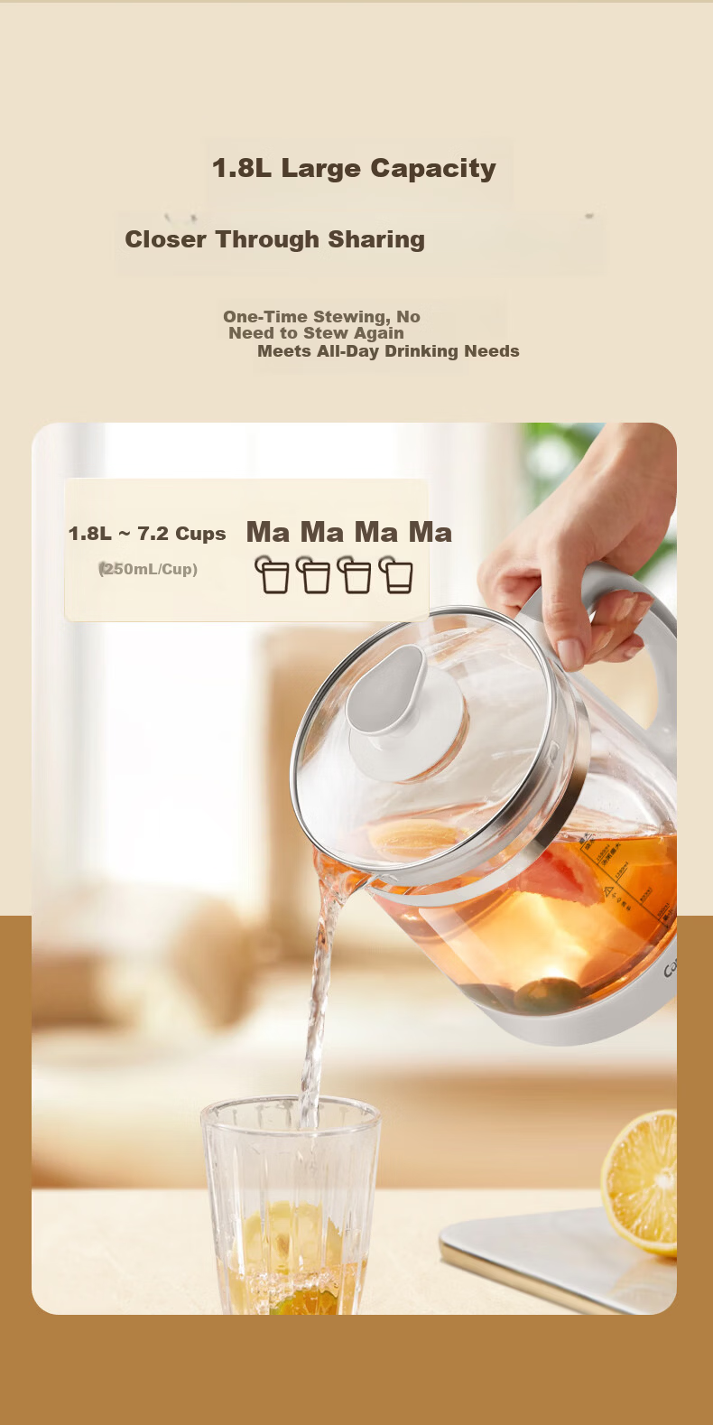 Canbo Health Pot Electric Tea Kettle 304 Stainless Steel Temperature Control Kettle Insulated Electric Water Boiler Flower Tea Kettle SLH-YSH1808 4
