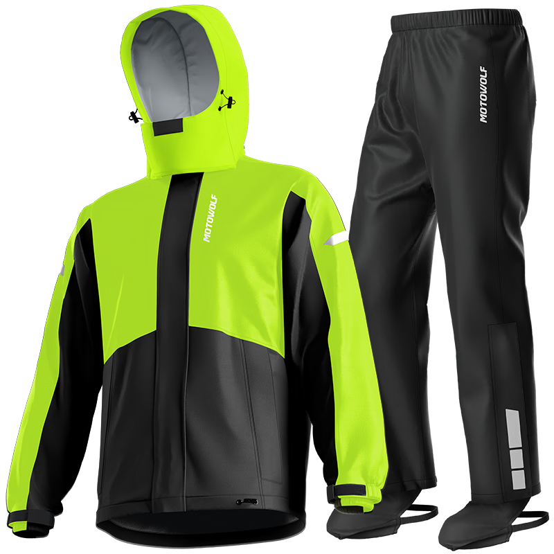 MOTOWOLF Motorcycle Quick-Release Two-Piece Raincoat and Rain Pants Waterproof Rain Gear for Men and Women Delivery Riders Electric Bike Riding Equipment All-Season