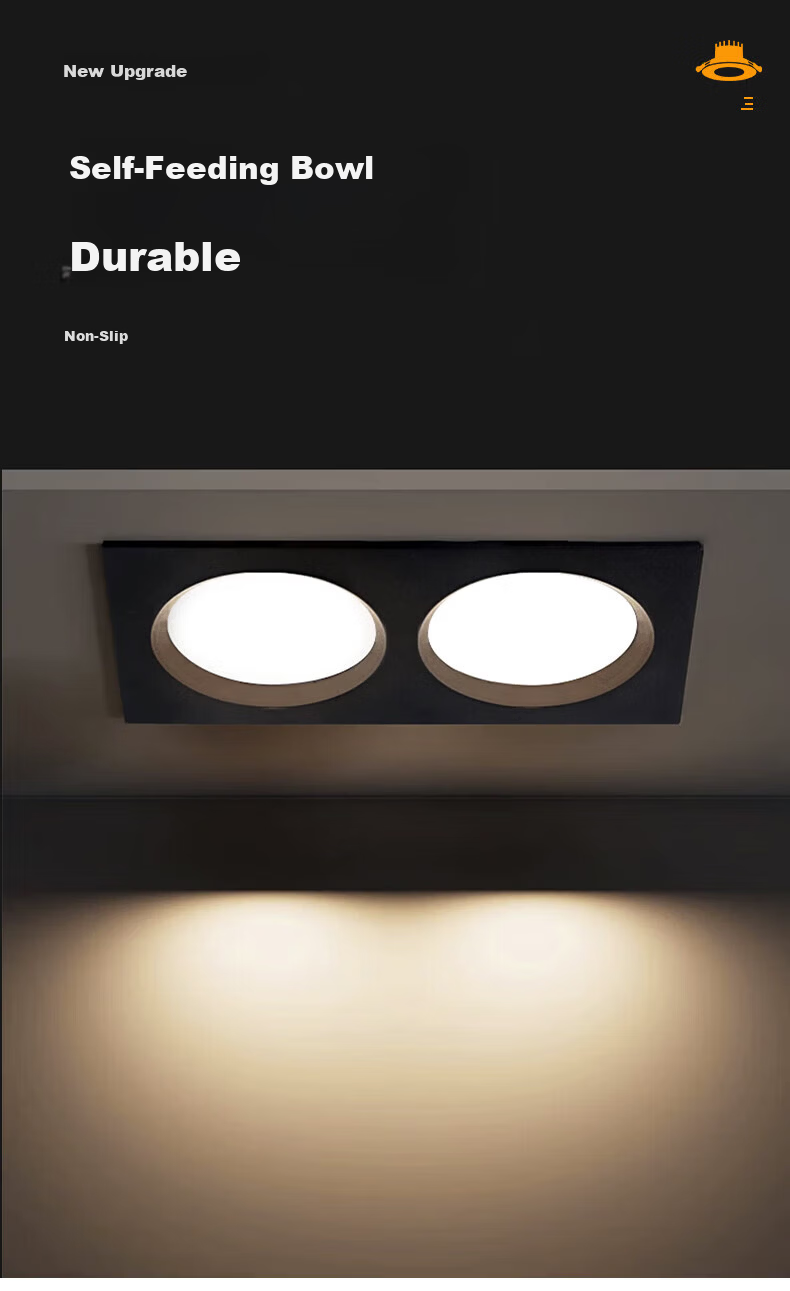Biuyum LED Double-Head Grid Downlight 3.5 Inch 18W Cool White Cutout 195x95mm Corridor Grid Ceiling Minimalist Downlight White Shell 1