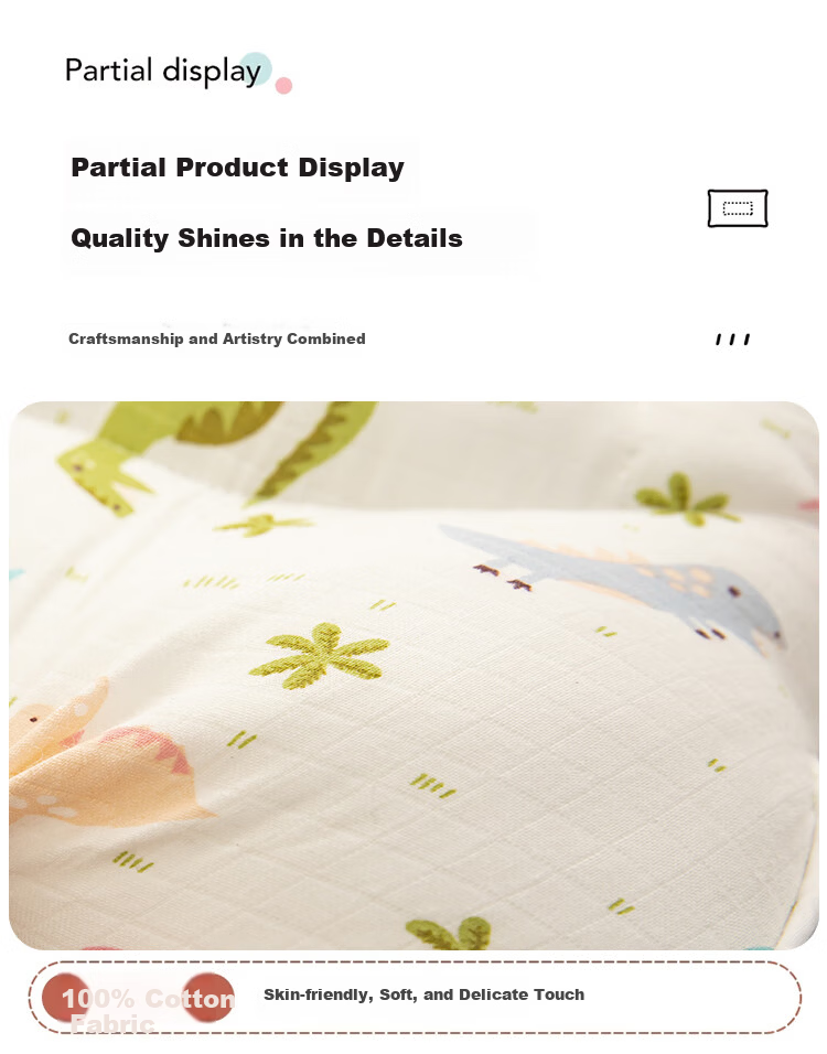 Hongdou A-Class Cotton Fabric Children's Pillow Core Baby Pillow Infant Zoned Neck Support Pillow Kindergarten Spinal Protection Pillow 30*50 11