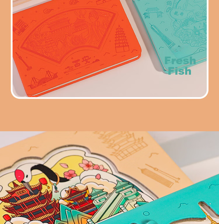 Xutong City Stamp Book Travel Check-in Book Blank Collection Book Changsha Stamp Collection High-Quality Notebook Refrigerator Magnet Journal 6