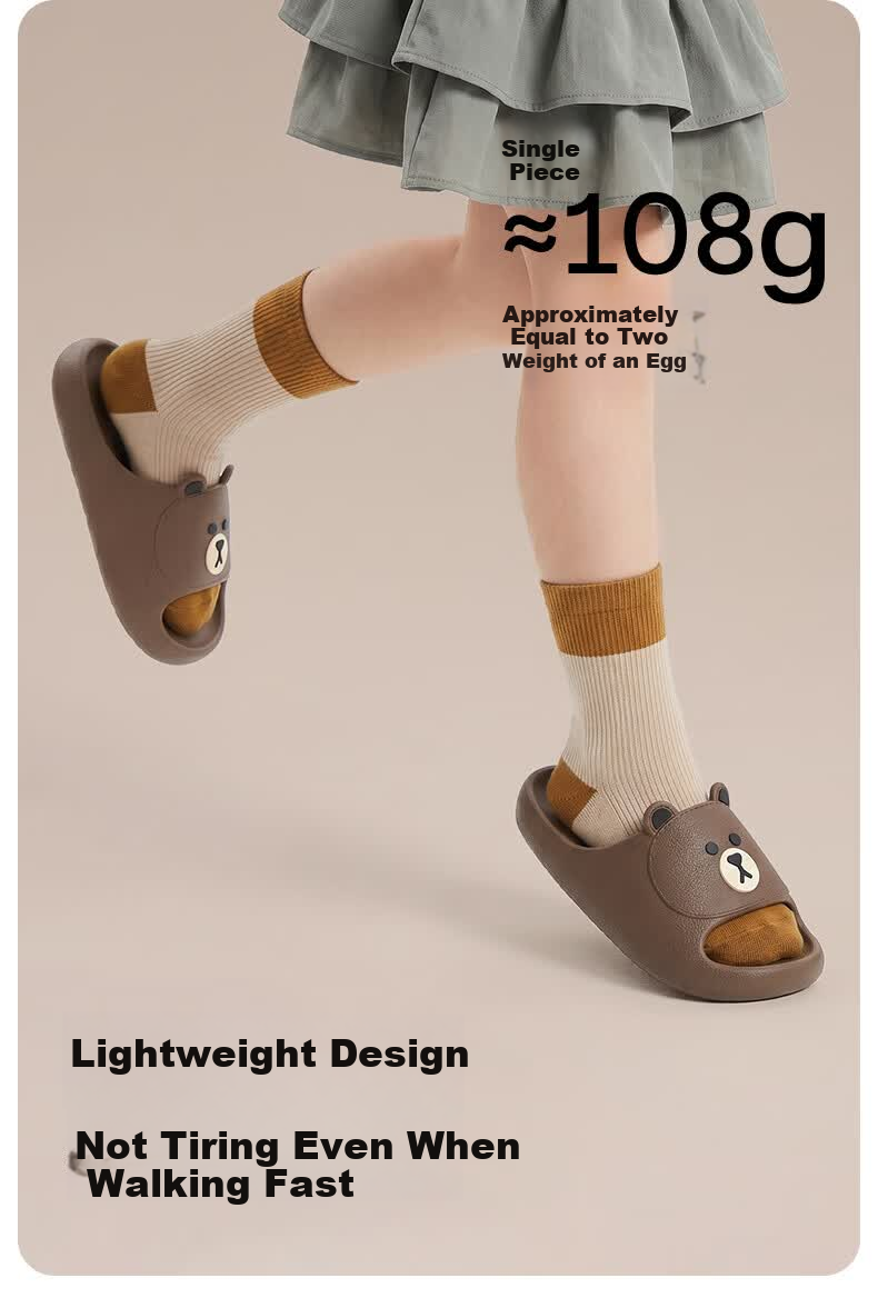 Puxi Summer Cute Bear Children's Slippers for Girls Indoor Brown (190mm) 3