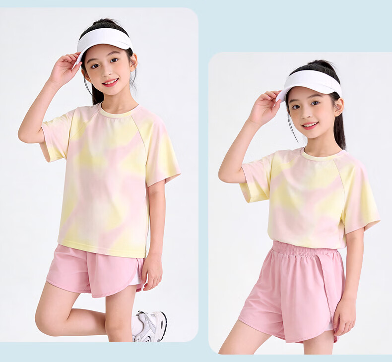 Piggy Banner Girls Sports Set 2026 Summer New Big Kids Ice Silk Cooling Short Sleeve Shorts Two-Piece Set 6