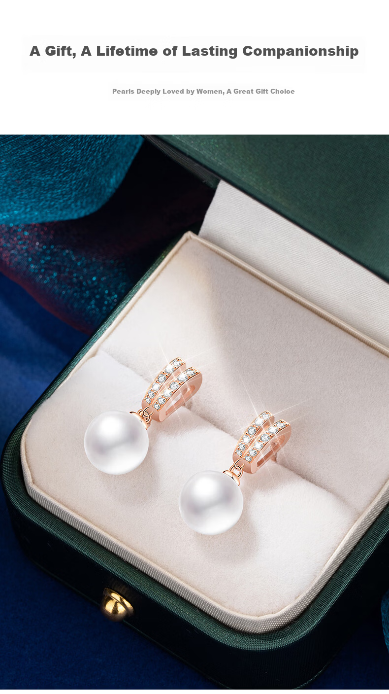 Laomiao Practical High-End Freshwater Pearl Stud Earrings for Women Silver Jewelry Thoughtful Gift for Girlfriend Wife 7