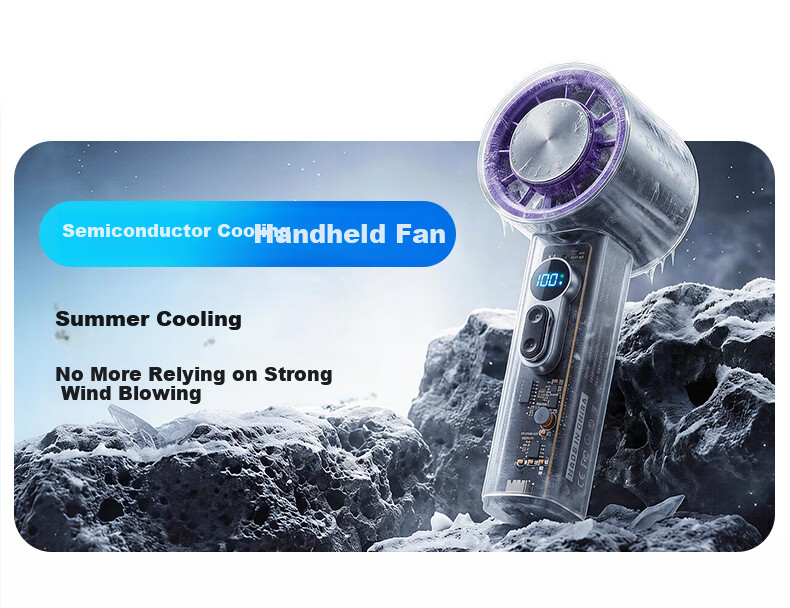 CHIGO Handheld Mini Fan Cooling Ice Compress High-Speed Powerful Small Fan Semiconductor Ice Compress Outdoor Cooling Mini USB Rechargeable Long Battery Life Dorm Use 4