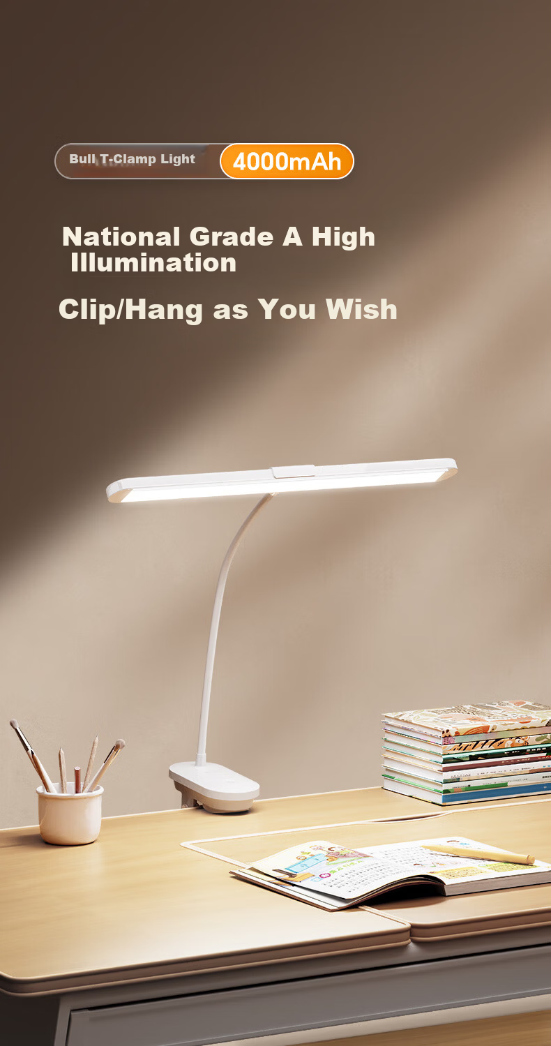 Bull Clip-On Eye Protection Desk Lamp Adjustable Clip Light Bedside Reading Lamp for Students Dormitory Multi-Scene Use 2