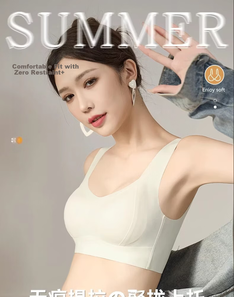 Ordifen Women's Sports Seamless Foundation Small Bust Push-Up Lifting Anti-Sagging Side Breast Gathering Back Support Vest Bra 1