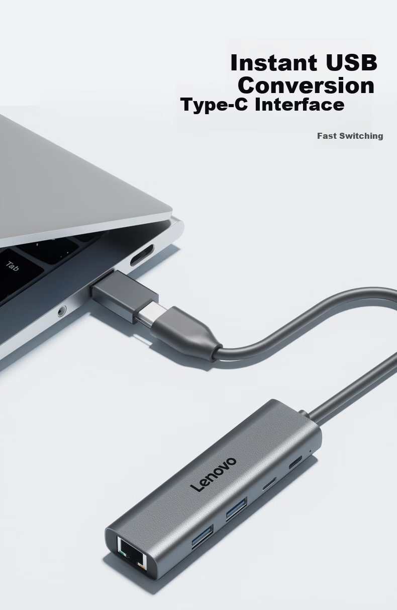 Lenovo USB 3.0 Hub Docking Station with Gigabit RJ45 Ethernet Adapter, Wired Network Card Converter, Laptop USB Expander, Xiaoxin 4-in-1 USB Splitter Adapter 1