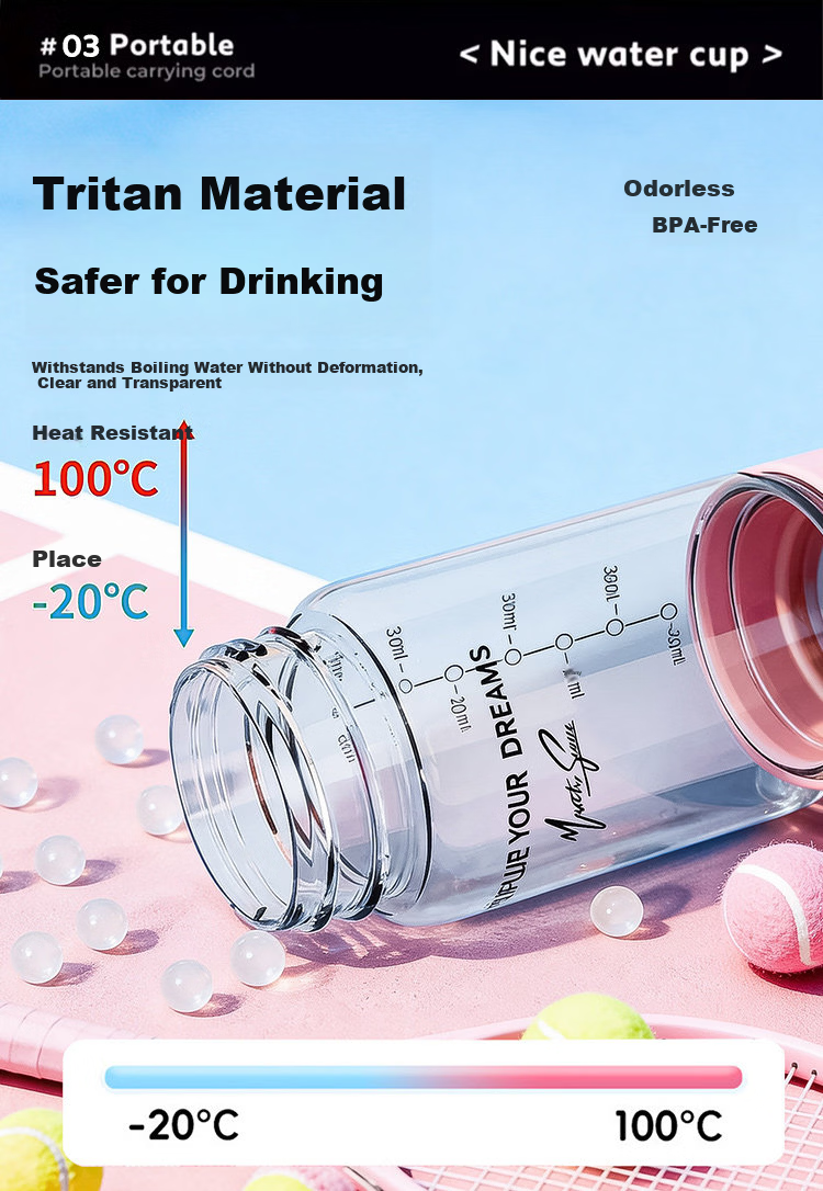 OKTP High-Value Straw Cup for Girls Tritan Summer New High-Temperature Resistant Portable Plastic Student Water Bottle 3