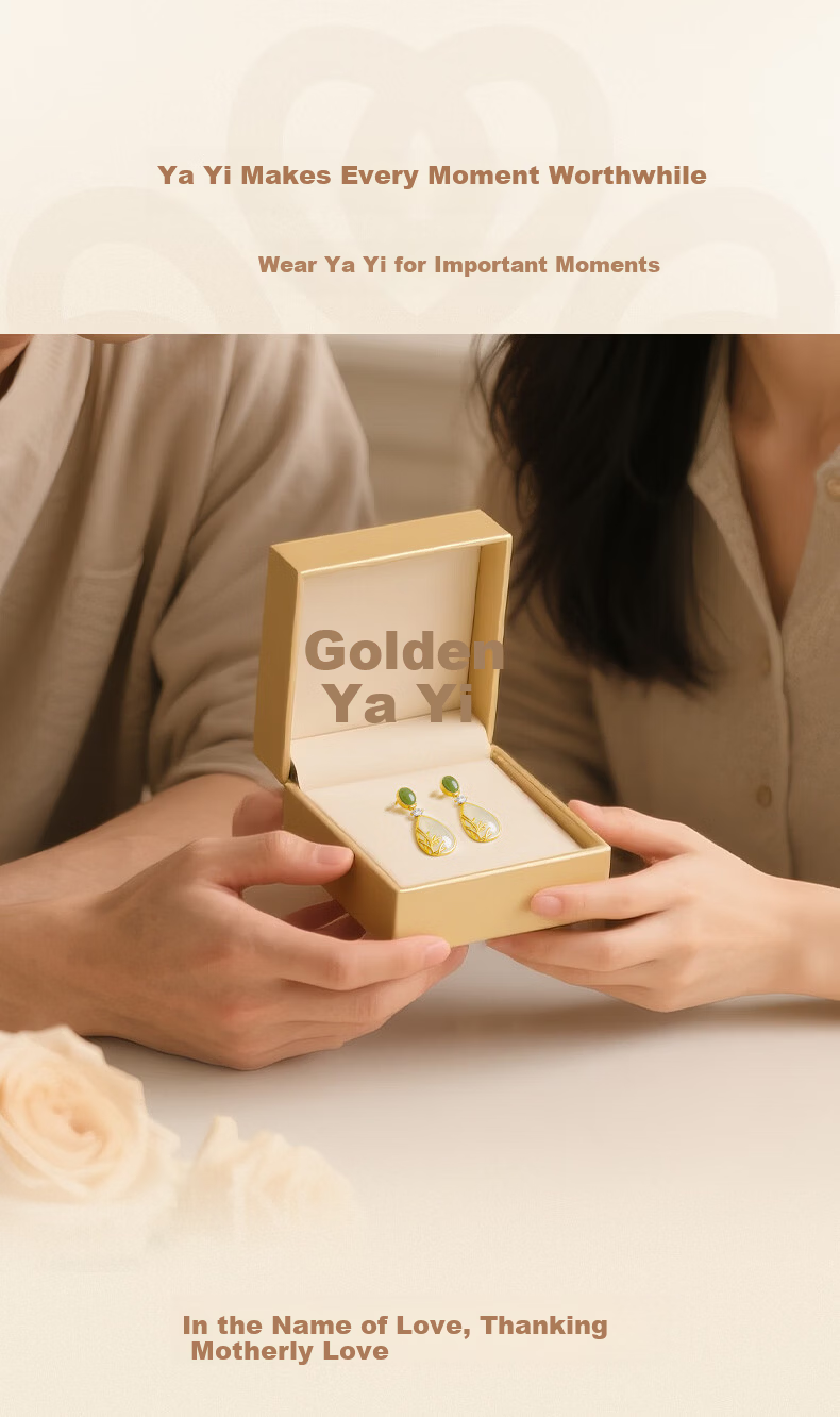 Ya Yi Hetian Jade Silver Orchid Earrings for Women Orchid Ear Jewelry Birthday Anniversary Gift for Girlfriend Wife 6