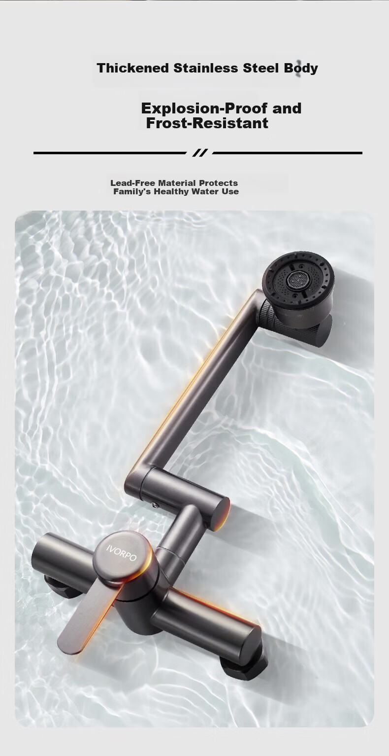 IVORPO [Germany] Built-in Kitchen Faucet Dual Temperature High-Pressure Splash-Proof Sink Faucet 8