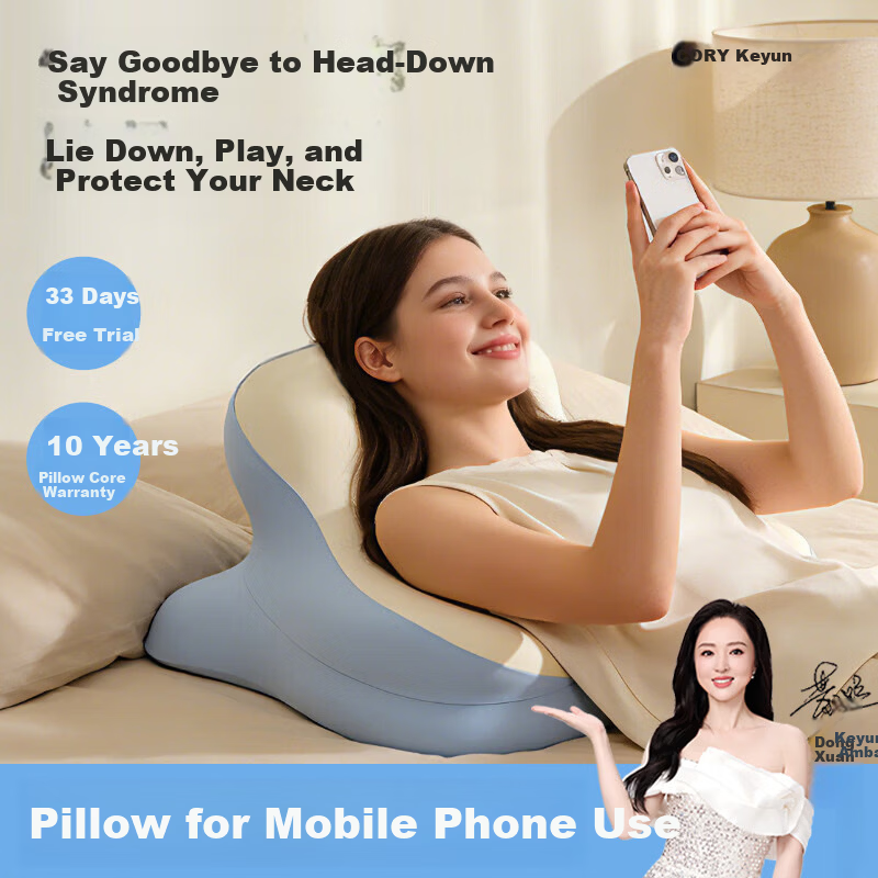 CORY Prone Sleeping Pillow Multi-Functional Adult Prone Pillow Blue for Bed and Phone Use