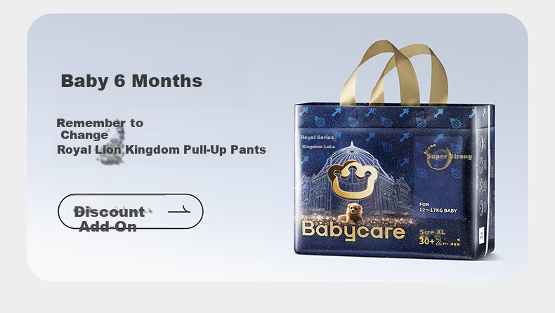 Babycare Royal Lion Kingdom Diapers Light Pack XL31 (12-17kg) Baby Skin-Friendly Diapers 27