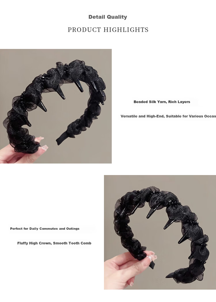 Elegant Evening Headband for Women High Crown Hairband Crushed Hair Clip Face Washing Headband Birthday Gift for Her 3